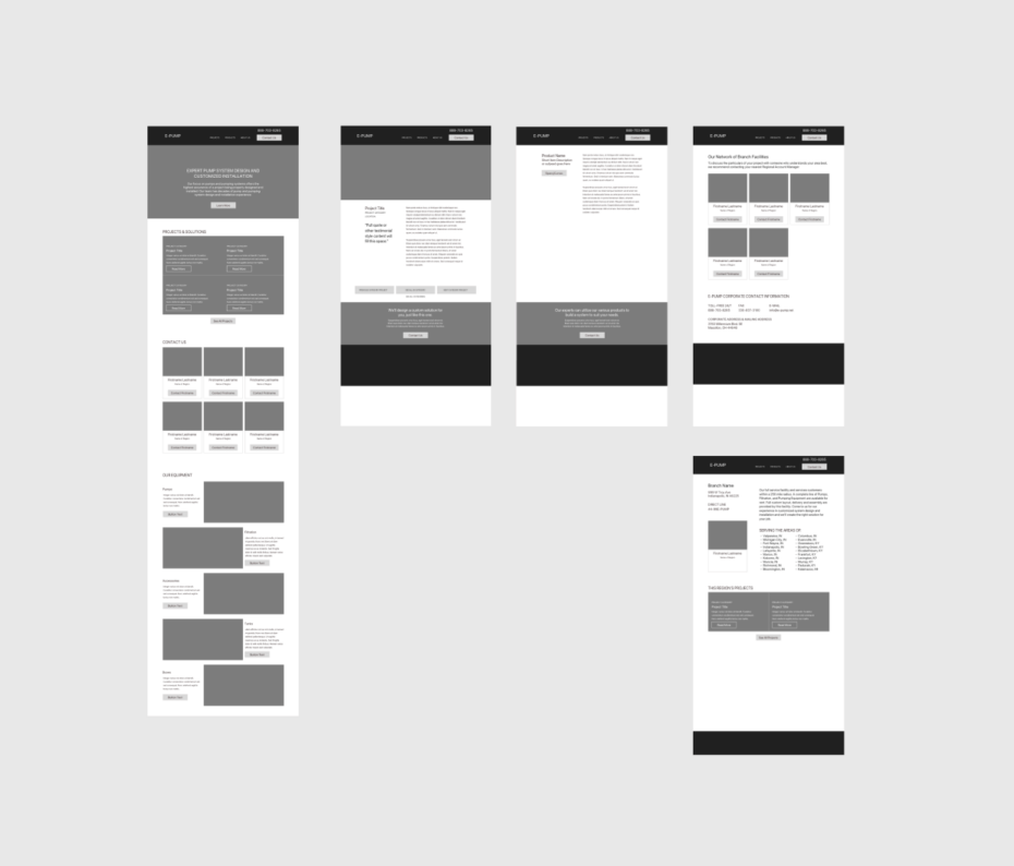 E-tank website wireframes