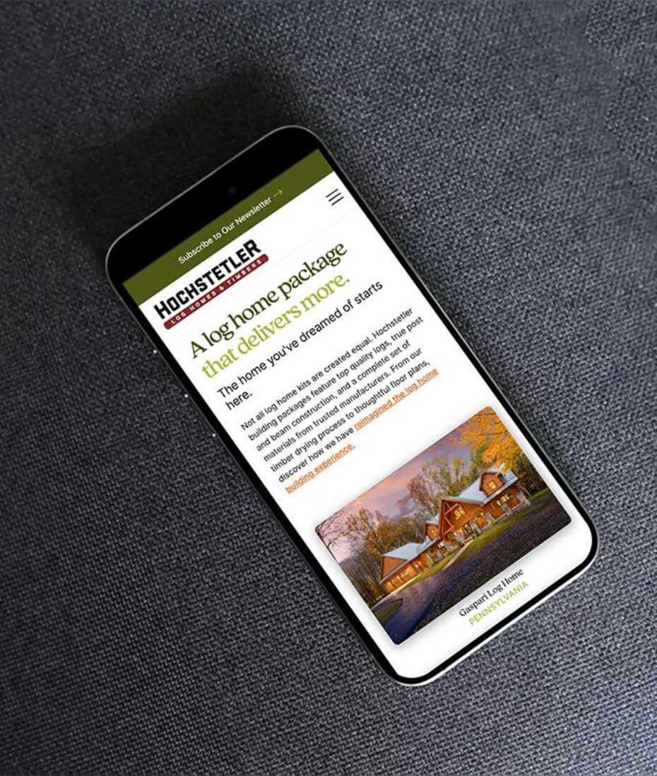Hochstetler Log Homes mobile site