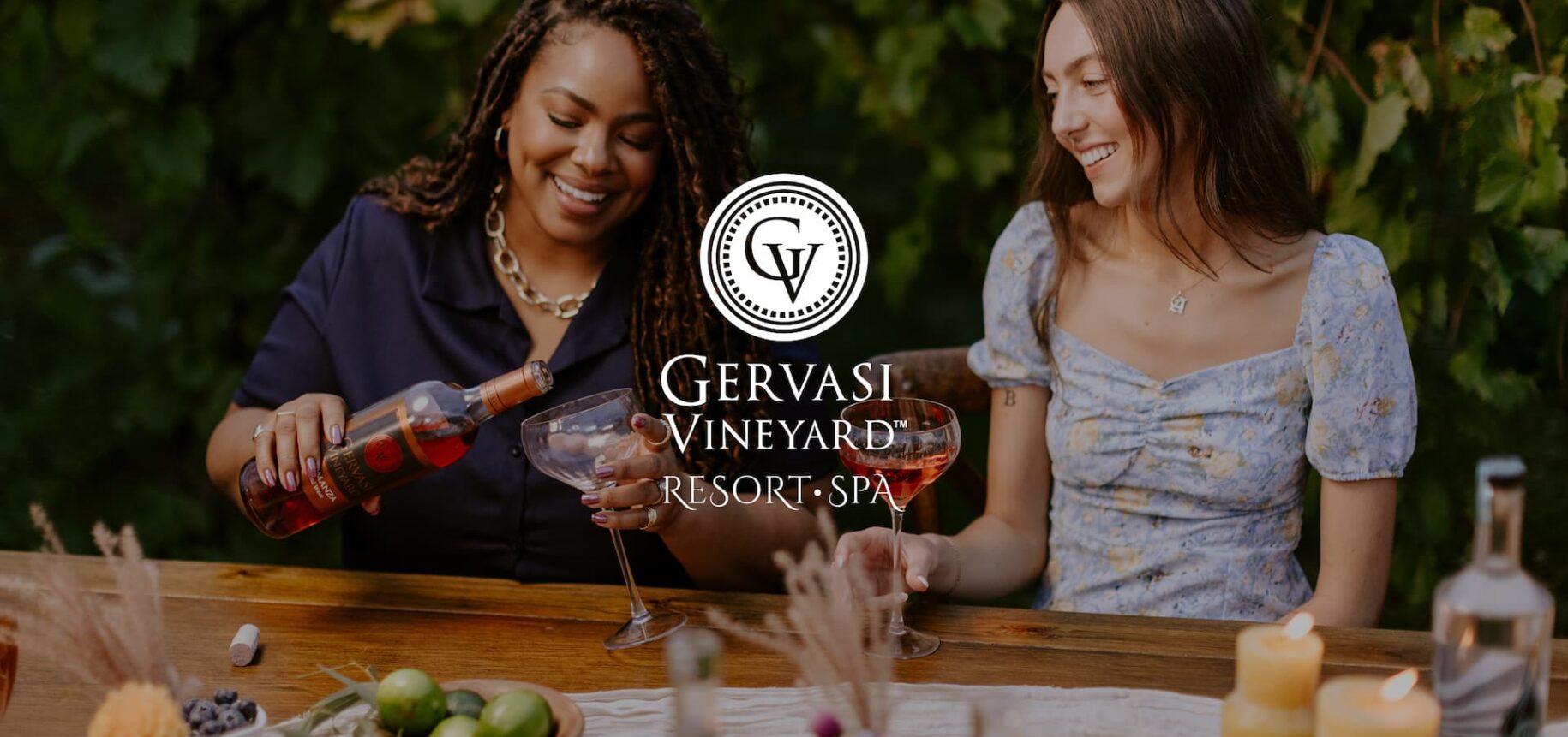Friends enjoying wine at Gervasi Vineyard Resort & Spa