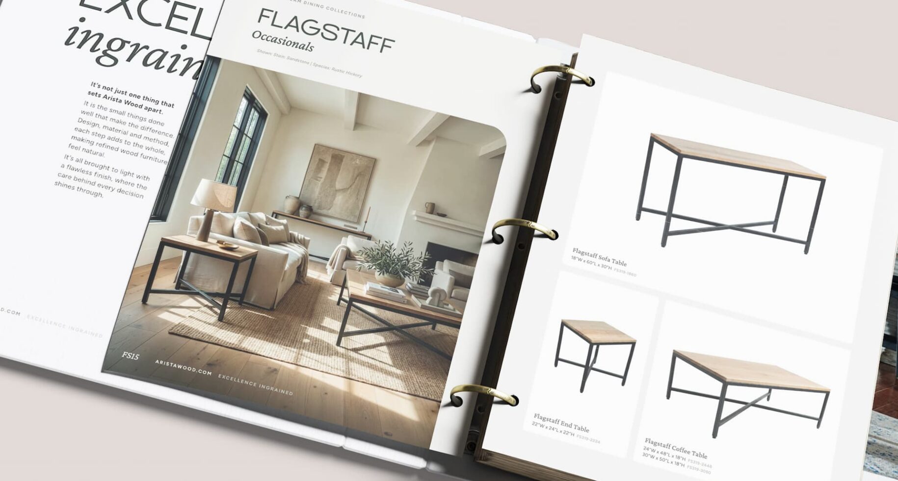 Arista Wood catalog inside spread