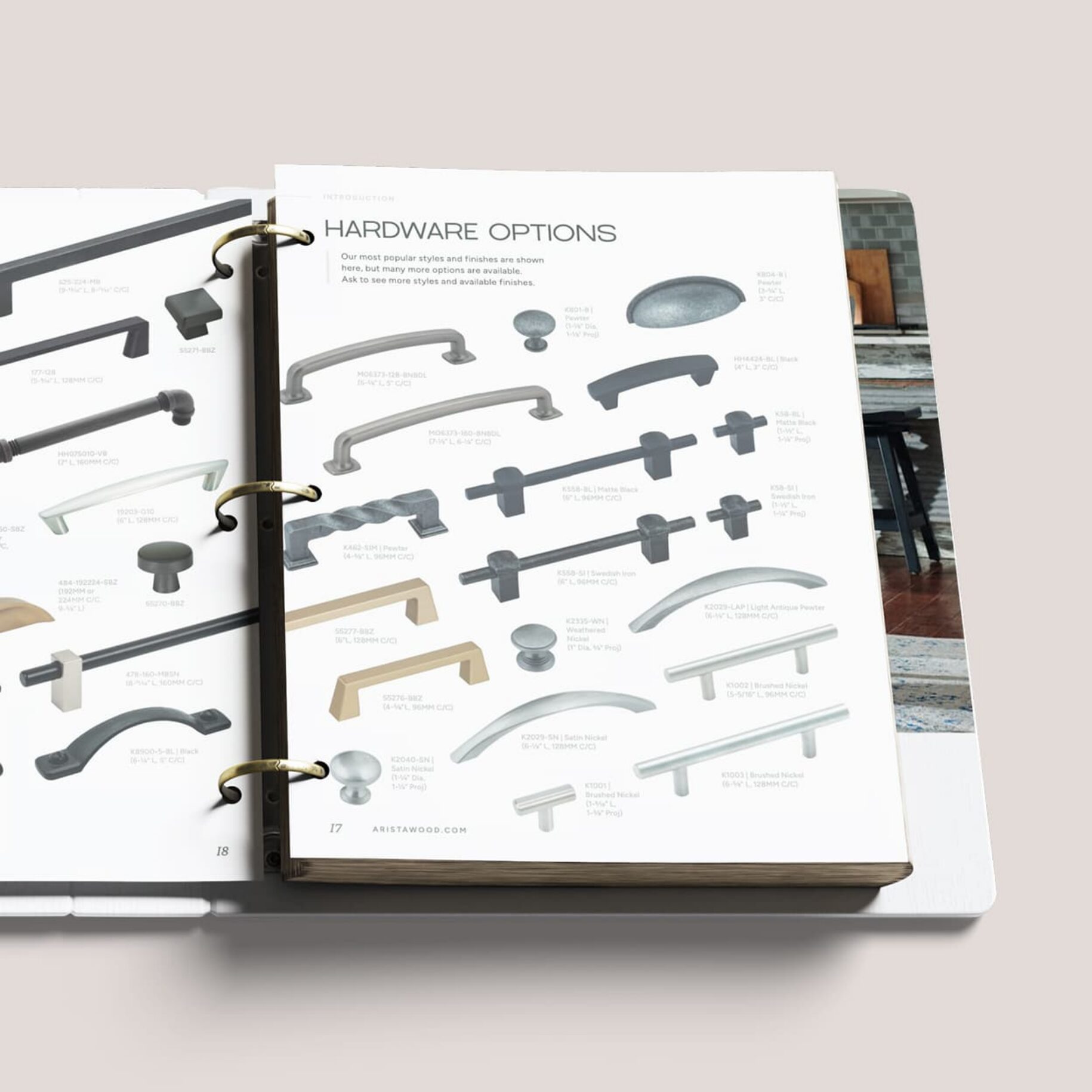 Arista Wood catalog inside spread